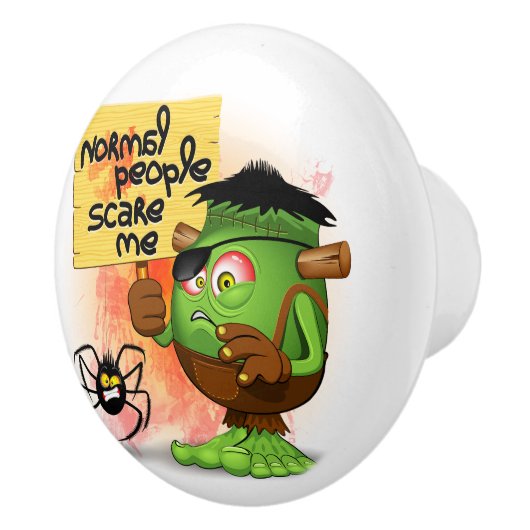 「普通の人々は私を怖がらせる」フランケンシュタインキャラクター セラミックノブ (右)