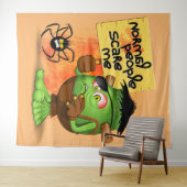 「普通の人々は私を怖がらせる」フランケンシュタインキャラクター タペストリー (インサイチュ(横))