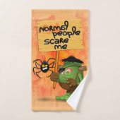 「普通の人々は私を怖がらせる」フランケンシュタインキャラクター バスタオルセット (ハンドタオル)