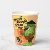 「普通の人々は私を怖がらせる」フランケンシュタインキャラクター 紙コップ (裏面)