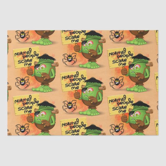 「普通の人々は私を怖がらせる」フランケンシュタインキャラクター 薄葉紙 (正面)