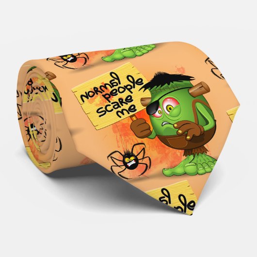 「普通の人は私を怖がらせる」ユーモアのあるフランケンシュタイン ネクタイ (ロール)