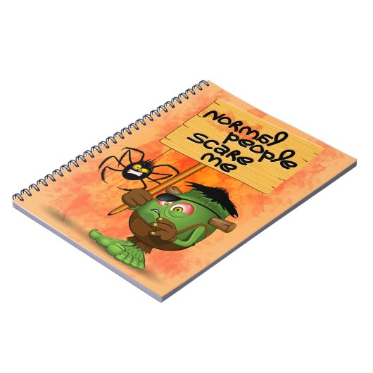 「普通の人は私を怖がらせる」ユーモアのあるフランケンシュタイン ノートブック (左側)