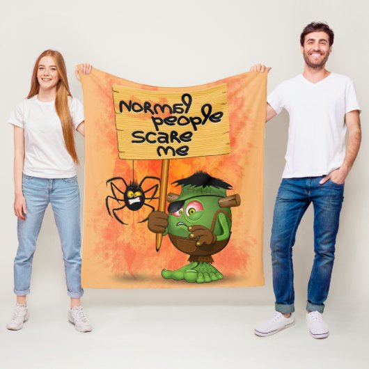 「普通の人は私を怖がらせる」ユーモアのあるフランケンシュタイン フリースブランケット (インサイチュ)