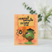 「普通の人は私を怖がらせる」ユーモアのあるフランケンシュタイン ポストカード (スタンド正面)