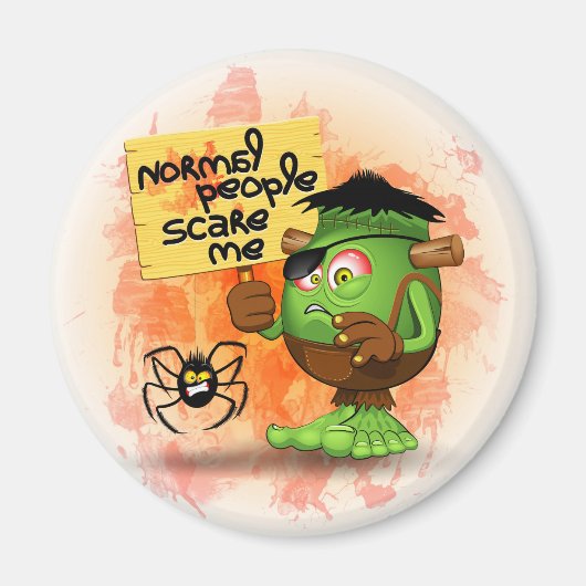 「普通の人は私を怖がらせる」ユーモアのあるフランケンシュタイン マグネット (正面)