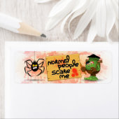 「普通の人は私を怖がらせる」ユーモアのあるフランケンシュタイン ラベル (インサイチュ)