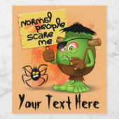 「普通の人は私を怖がらせる」ユーモアのあるフランケンシュタイン ワインラベル (シングルラベル)