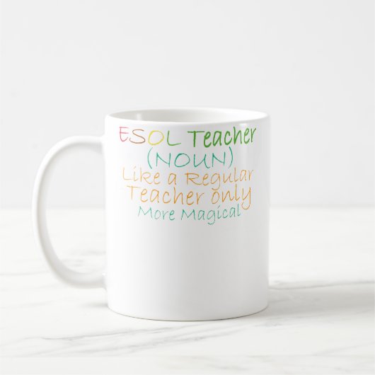 普通の先生みたいなESOLの先生ただよりすごい コーヒーマグカップ (左)