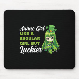 普通の女の子のようにアニメの女の子がLuckier St Patr マウスパッド