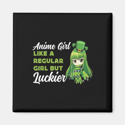 普通の女の子のようにアニメの女の子がLuckier St Patr マグネット (正面)