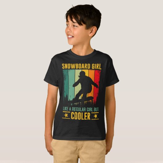 普通の女の子のようにスノーボードの女のクール子が Tシャツ (正面フル)