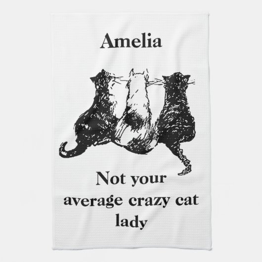 普通の猫ではないモノグラム熱狂する キッチンタオル (縦)
