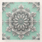 普通の雪の結晶ではない ガラスコースター (正面)