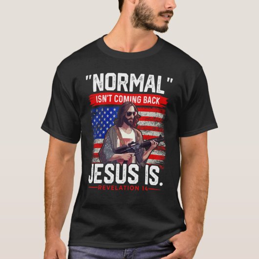 普通のISNの背来面イエスはクリスチャン・アメリである Tシャツ (正面)