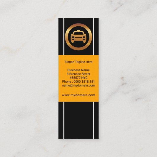 普通シンプルイエロープラカードタクシー運転手 スキニー名刺 (裏面)
