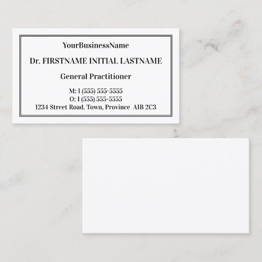 普通医療プロフェッショナル名刺 名刺 (正面/裏面)