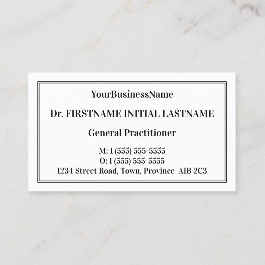 普通医療プロフェッショナル名刺 名刺 (正面)