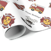 普通消防車のハッピーバースデー ラッピングペーパー (ロールコーナー)