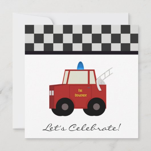 普通消防車のバースデーパーティ招待状 招待状 (裏面)