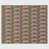 普通消防車のパーティーを運転するクリスマスサンタはwraをタイルを張りました ラッピングペーパー (フラット)