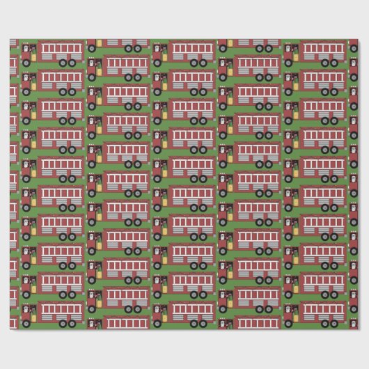 普通消防車のパーティーを運転するクリスマスサンタはwraをタイルを張りました ラッピングペーパー (フラット)