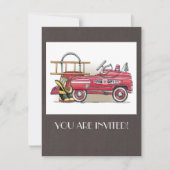 普通消防車のペダル車 招待状 (正面)