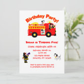 普通消防車の子供の誕生日 招待状 (スタンド正面)