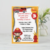 普通消防車の消防士のDalmatian誕生日FF01B 招待状 (スタンド正面)