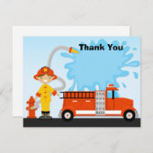 普通消防車の誕生会のサンキューカード サンキューカード (正面/裏面)