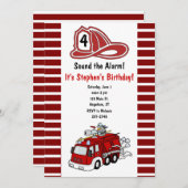 普通消防車の誕生日の招待状 招待状 (正面/裏面)
