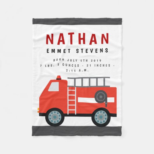 普通消防車の誕生Stats毛布 フリースブランケット (正面)