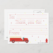 普通消防車はノートは感謝していしています(たどることができるメッセージと) ポストカード (正面/裏面)