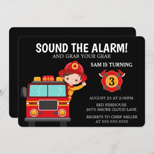 普通消防車は消防士の招待状をからかいます 招待状 (正面/裏面)