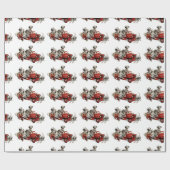 普通消防車を持つDalmatian子犬 ラッピングペーパー (フラット)