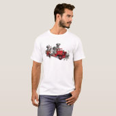 普通消防車を持つDalmatian子犬 Tシャツ (正面フル)