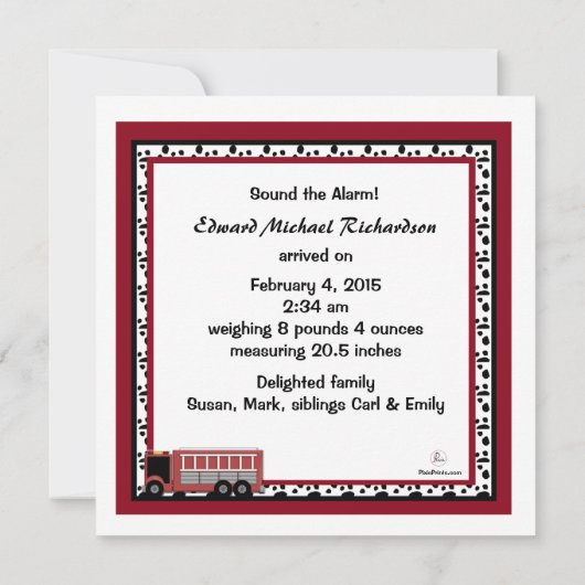 普通消防車-写真の誕生の発表 案内状 (裏面)