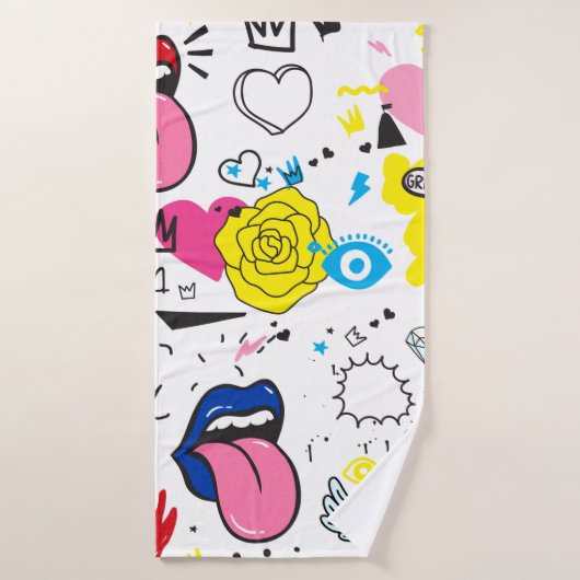 普遍的な傾向の手のスケッチのシームレスなパターン。トレ バスタオル (バスタオル)