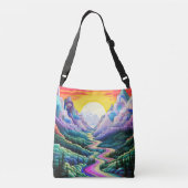 景カラフル芸術的景イラストレーション クロスボディバッグ (裏面)