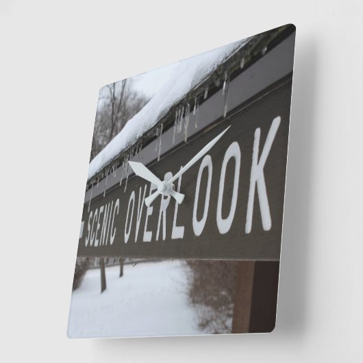 景勝の見渡し標識 スクエア壁時計 (傾斜)