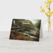 景勝写真滝と森の誕生日 カード (黄色い花)