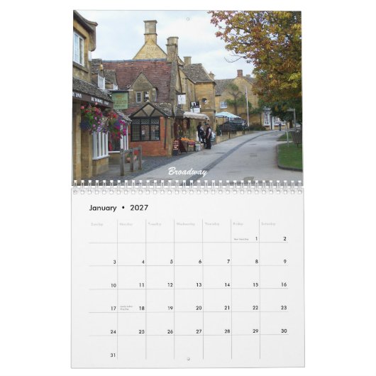 景色のイギリス カレンダー (1月 2027)