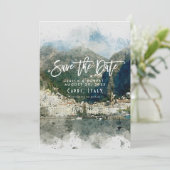 景色のイタリアアマルフィの結婚式の保存日付カード サンキューカード (スタンド正面)