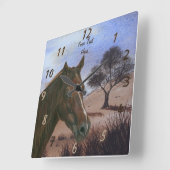 景色のウマ科のなポートレートのクリのロバの茶色の馬 スクエア壁時計 (傾斜)