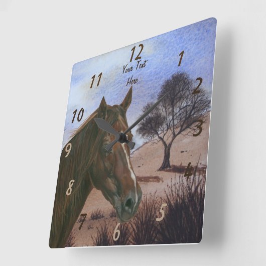 景色のウマ科のなポートレートのクリのロバの茶色の馬 スクエア壁時計 (傾斜)