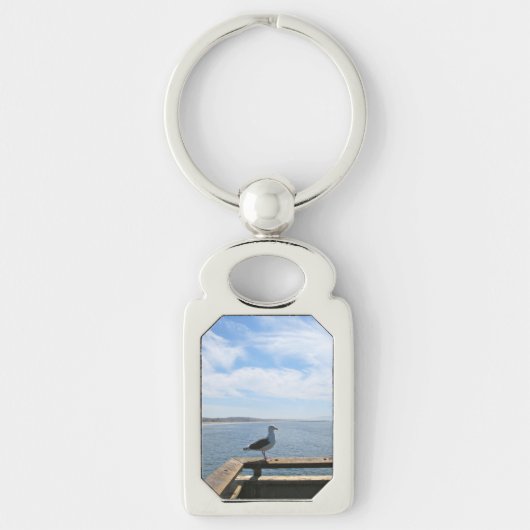 景色のカモメの金属Keychain キーホルダー (正面)