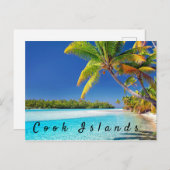 景色のクック諸島のヤシの木のビーチの休日 ポストカード (正面/裏面)