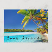 景色のクック諸島のヤシの木のビーチの休日 ポストカード (正面)