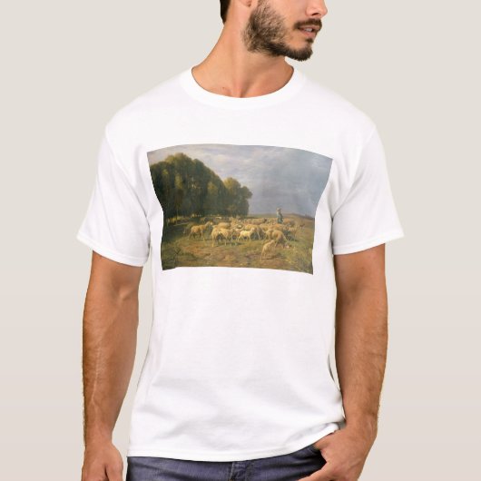 景色のヒツジの群 Tシャツ (正面)