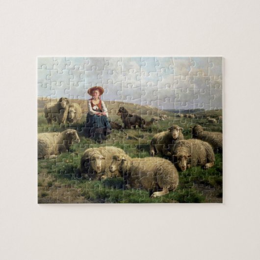 景色のヒツジを持つShepherdess ジグソーパズル (横)
